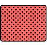 Polka Dots - Black on Pastel Red Double Sided Fleece Blanket (Medium) (Two Sides)