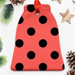 Polka Dots - Black on Pastel Red Bell Ornament (Two Sides)