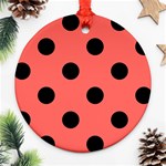 Polka Dots - Black on Pastel Red Ornament (Round)