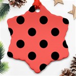 Polka Dots - Black on Pastel Red Ornament (Snowflake)