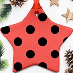Polka Dots - Black on Pastel Red Star Ornament (Two Sides)