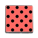 Polka Dots - Black on Pastel Red Memory Card Reader (Square)
