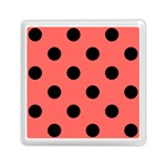 Polka Dots - Black on Pastel Red Memory Card Reader with Storage (Square)