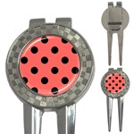 Polka Dots - Black on Pastel Red 3-in-1 Golf Divot