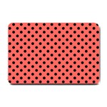 Polka Dots - Black on Pastel Red Small Doormat