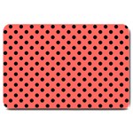 Polka Dots - Black on Pastel Red Large Doormat