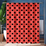 Polka Dots - Black on Pastel Red Shower Curtain 60  x 72  (Medium)