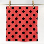 Polka Dots - Black on Pastel Red Face Towel
