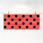 Polka Dots - Black on Pastel Red Hand Towel