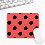 Polka Dots - Black on Pastel Red Small Mousepad