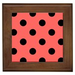 Polka Dots - Black on Pastel Red Framed Tile