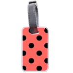 Polka Dots - Black on Pastel Red Luggage Tag (Two Sides)