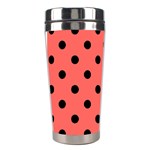 Polka Dots - Black on Pastel Red Stainless Steel Travel Tumbler