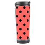 Polka Dots - Black on Pastel Red Travel Tumbler