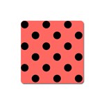 Polka Dots - Black on Pastel Red Magnet (Square)