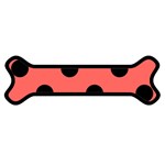 Polka Dots - Black on Pastel Red Magnet (Dog Bone)