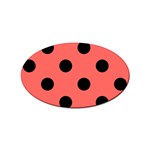 Polka Dots - Black on Pastel Red Sticker (Oval)