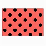 Polka Dots - Black on Pastel Red Postcard 4  x 6 
