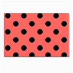 Polka Dots - Black on Pastel Red Postcards 5  x 7  (Pkg of 10)