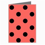 Polka Dots - Black on Pastel Red Greeting Card