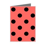 Polka Dots - Black on Pastel Red Mini Greeting Card