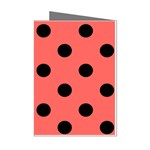 Polka Dots - Black on Pastel Red Mini Greeting Cards (Pkg of 8)