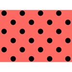 Polka Dots - Black on Pastel Red Birthday Cake 3D Greeting Card (7x5)