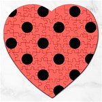 Polka Dots - Black on Pastel Red Jigsaw Puzzle (Heart)