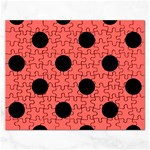 Polka Dots - Black on Pastel Red Jigsaw Puzzle (Rectangular)