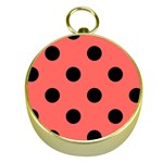 Polka Dots - Black on Pastel Red Gold Compass