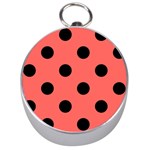 Polka Dots - Black on Pastel Red Silver Compass