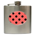 Polka Dots - Black on Pastel Red Hip Flask (6 oz)