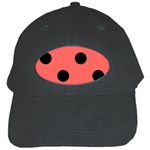 Polka Dots - Black on Pastel Red Black Cap