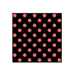 Polka Dots - Pastel Red on Black Satin Bandana Scarf