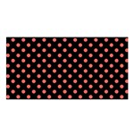 Polka Dots - Pastel Red on Black Satin Shawl