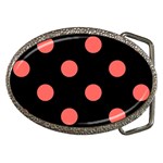 Polka Dots - Pastel Red on Black Belt Buckle