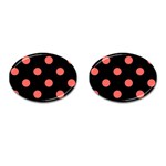Polka Dots - Pastel Red on Black Cufflinks (Oval)