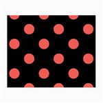 Polka Dots - Pastel Red on Black Small Glasses Cloth (2 Sides)