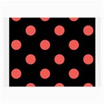 Polka Dots - Pastel Red on Black Large Glasses Cloth (2 Sides)