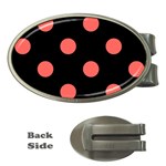 Polka Dots - Pastel Red on Black Money Clip (Oval)