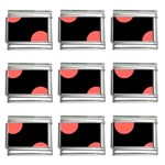 Polka Dots - Pastel Red on Black 9mm Italian Charm (9 pack)