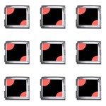 Polka Dots - Pastel Red on Black Mega Link Italian Charm (9 pack)
