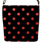 Polka Dots - Pastel Red on Black Flap Closure Messenger Bag (S)