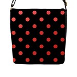 Polka Dots - Pastel Red on Black Flap Closure Messenger Bag (L)