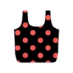 Polka Dots - Pastel Red on Black Full Print Recycle Bag (S)