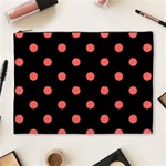 Polka Dots - Pastel Red on Black Cosmetic Bag (XL)