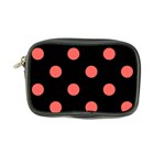 Polka Dots - Pastel Red on Black Coin Purse