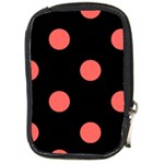 Polka Dots - Pastel Red on Black Compact Camera Leather Case