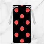 Polka Dots - Pastel Red on Black Jewelry Bag