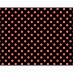 Polka Dots - Pastel Red on Black Collage 11  x 14 